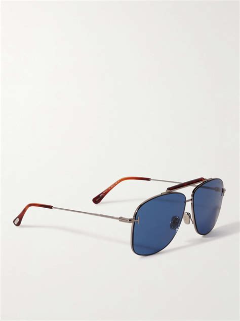 TOM FORD EYEWEAR Aviator-Style Silver-Tone and Tortoiseshell Acetate ...