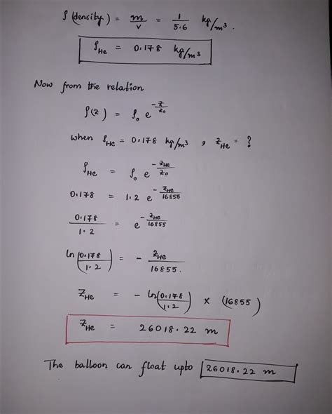 [Solved] The density of air as a function of altitude above sea level is... | Course Hero