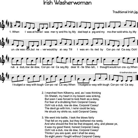 Irish Washerwoman - Beth's Notes