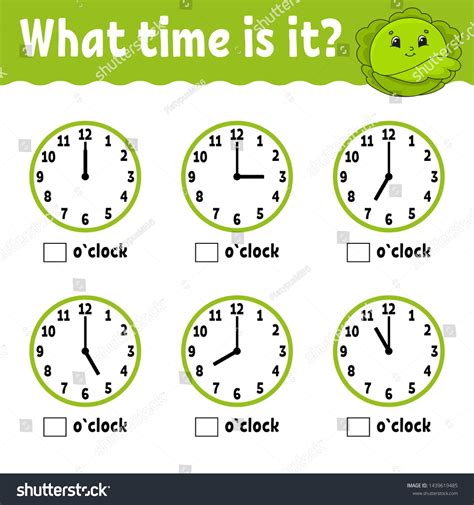 Learning Time On Clock Educational Activity Stock Vector (Royalty Free) 1439619485 | Shutterstock