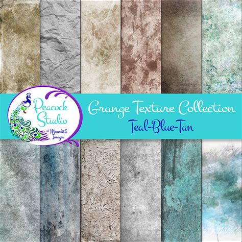 Grunge Texture Collection- Teal, Blue and Tan color palette