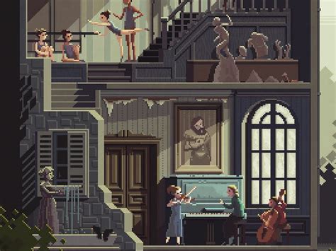 Scene #32: 'The Art School' (detail) | Pixel art games, Pixel art ...