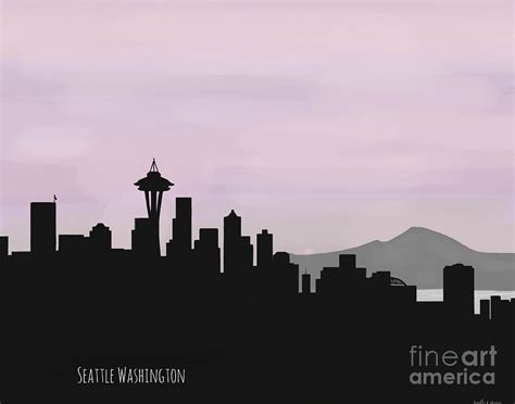 Seattle skyline silhouette Digital Art by Myfairlady CR - Pixels