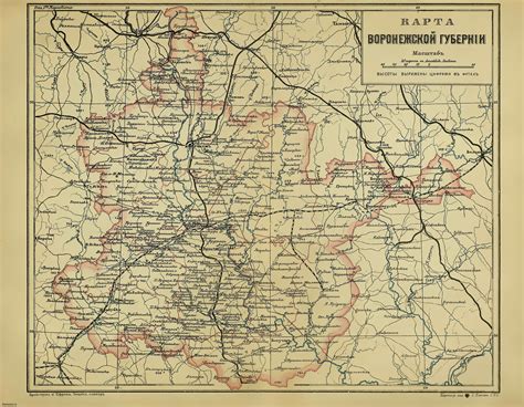 Map of the Voronezh province from the Brockhaus and Efron encyclopedic ...