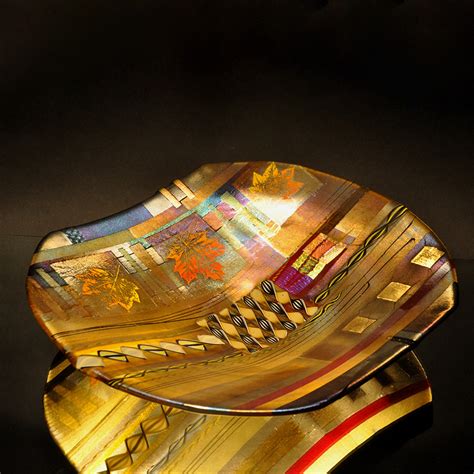 Large Decorative Glass Bowl I 'Amber Harvest' by Mark Ditzler