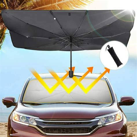 Foldable Car Windshield Umbrella Window Cover Visor Sun Shade Silver ...