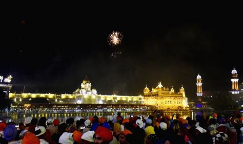 Fireworks at Golden temple on the occasion of the 418th anniversary ...