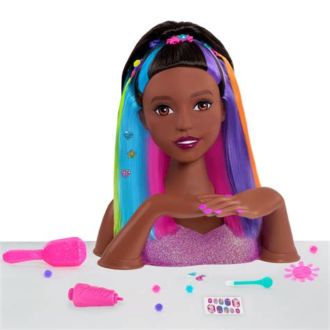 Barbie Rainbow Sparkle Deluxe Styling Head, Black Hair, Ages 3 + - Walmart.com - Walmart.com