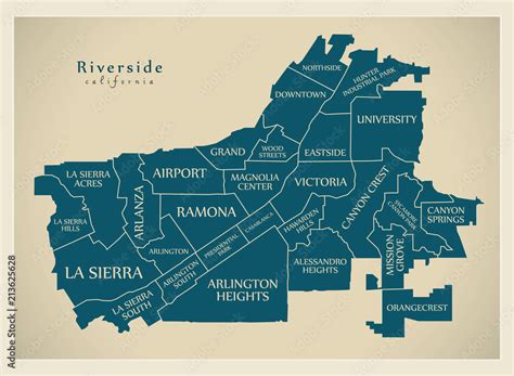 Modern City Map - Riverside California city of the USA with ...