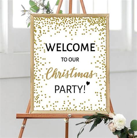 Gold Christmas Party Welcome Sign 8x10 16x20 Printable - Etsy