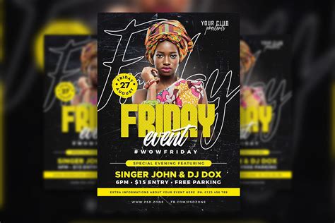 Black and Yellow Modern Music Night DJ Event Party Flyer Template Free Download | Resource Boy