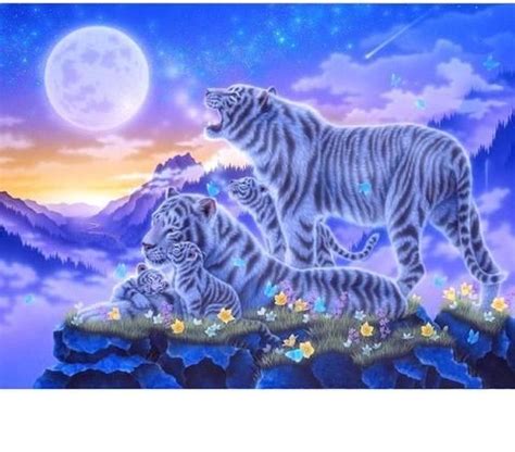 Tiger Family 5D DIY Paint By Diamond Kit Tiger Wallpaper, Animal Wallpaper, Beautiful Creatures ...