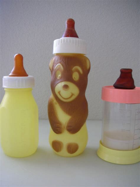 Vintage Baby Bottles Plastic Set of 3 Bear and Evenflo