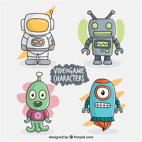 Free Vector | Set of colorful video game characters