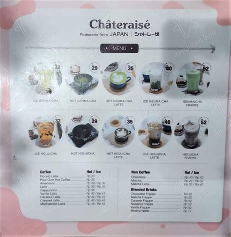 Menu at Châteraisé desserts, Jakarta, Grand Indonesia East Mall