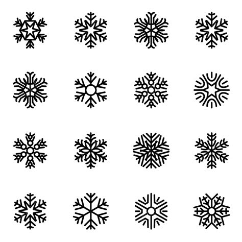 Linear Snowflake Shapes Set Of Illustrations, Snow, Snowflake, Ice ...