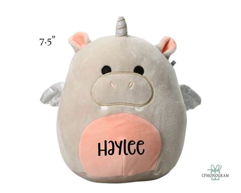 Personalized Squishmallow Haizlee Hippocorn 7.5 Inch, Grey Hippo Unicorn, Personalized Stuffed ...