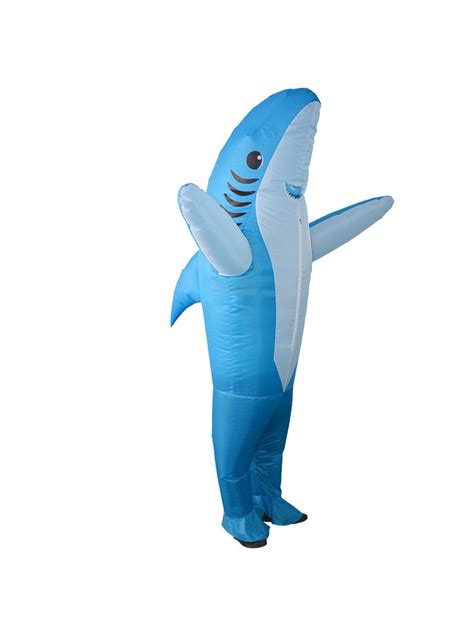 Inflatable Shark Costume Blow Up Halloween Funny Suit Blue - Lilypajamas