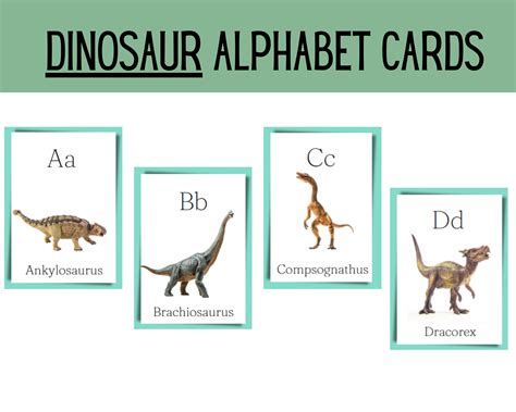 Dinosaur Alphabet Flashcards Real Images Cards Printable Homeschool Pre-school Kids Learning ...