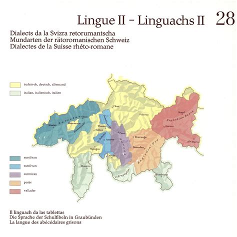 Map of the Romansh dialects in Canton of the Grisons (Switzerland) by ...