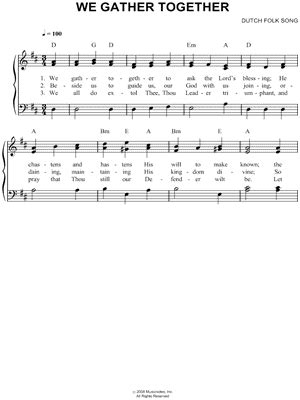 "We Gather Together" Sheet Music - 19 Arrangements Available Instantly - Musicnotes