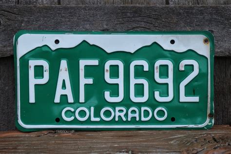 Colorado License Plate Number PAF 9692/Vintage by AmericanAntique