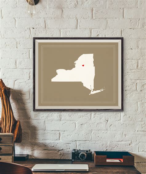 Custom New York State Art Customized State Map Art | Etsy