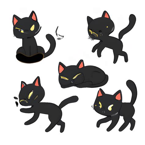 Cute Black Cat Stickers · Creative Fabrica