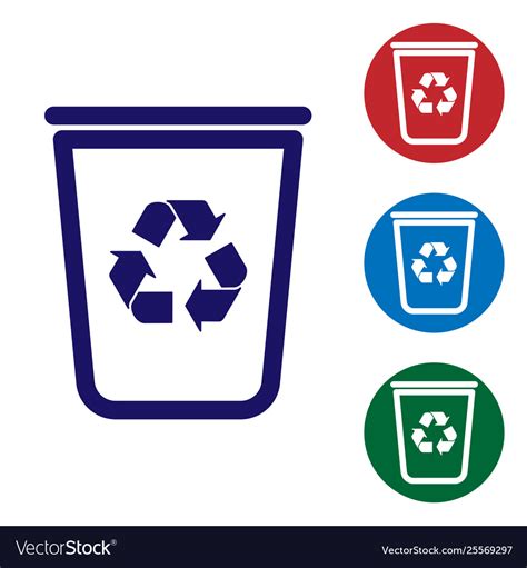 Blue recycle bin with symbol icon isolated Vector Image