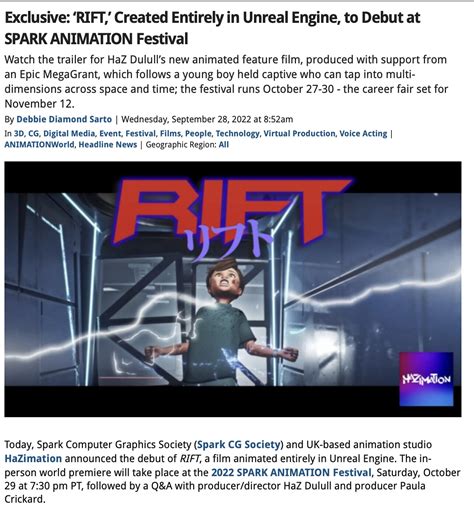 HaZimation - RIFT to Debut at SPARK ANIMATION Festival 2022