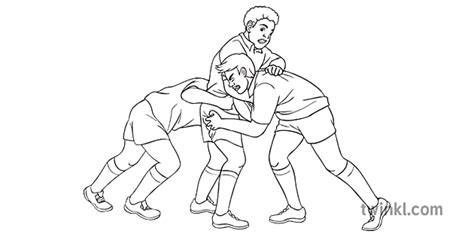 maul mauling technique rugby sport pe secondary bw rgb Illustration - Twinkl