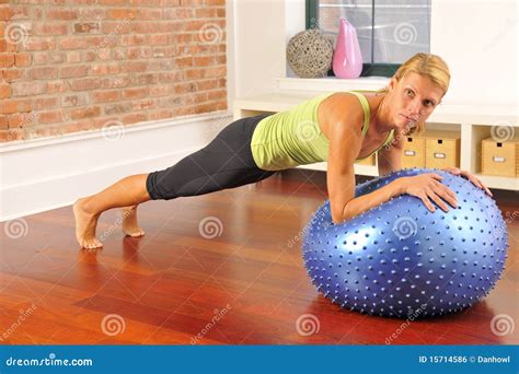 Pilates Exercise with Ball at Home Stock Photo - Image of active, young ...