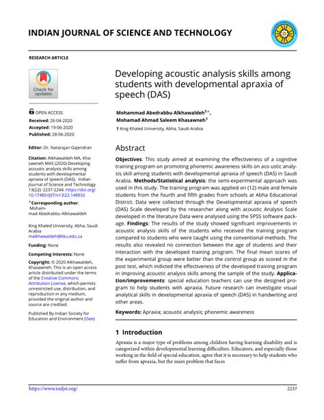 (PDF) INDIAN JOURNAL OF SCIENCE AND TECHNOLOGY