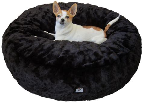 Luxury Faux Fur Dog Bed - Black Solid Large - Paws4Peace,LLC Store