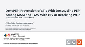 DoxyPEP: Doxycycline STI PEP - Slideset Download - AIDS2022 | CCO