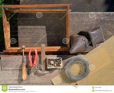 Various Beekeeper Equipment Stock Image - Image of background, hobby: 118774763