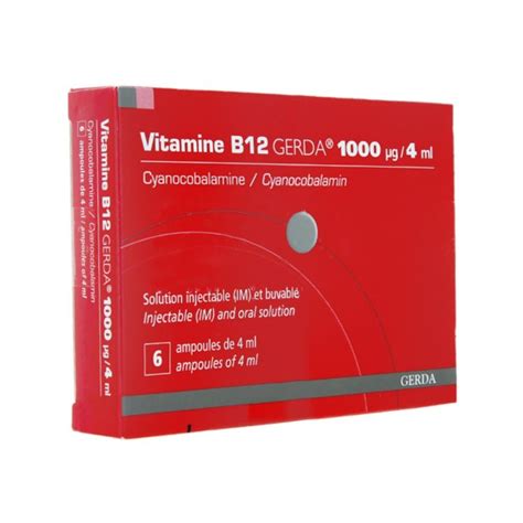 Vitamine B12 Gerda 1000 - Ampoule injectable ou buvable en pharmacie