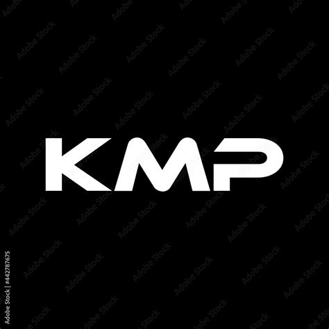 KMP letter logo design with black background in illustrator, vector logo modern alphabet font ...