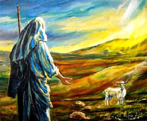 The Shepherd...and Lost Sheep, Painting by Painter Victor Peled | Artmajeur