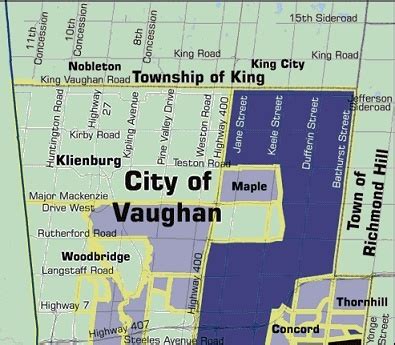 Map of the City Of Vaughan Includes Kleinburg | Vaughan, City, Keele