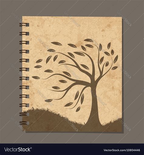 Notebook design art tree old grunge paper Vector Image