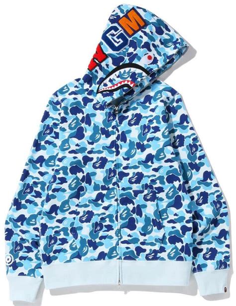 A Bathing Ape Bape Blue Abc Camo Full Zip Shark Hoodie Mens Size 3xl Xxxl Rare | Shark hoodie ...