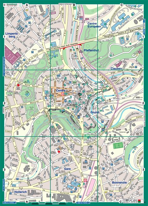 Large detailed tourist map of Luxembourg city center. Luxembourg city ...