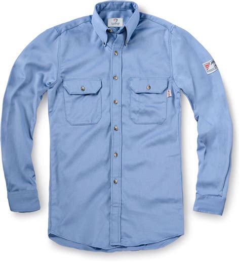 Tyndale Men's Long Sleeve FR Button Down Work Shirt Small Light Blue ...