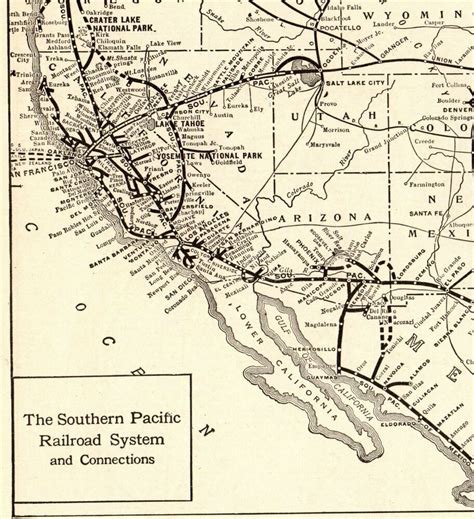 1917 Antique SOUTHERN PACIFIC RAILROAD Map Vintage Railway MAP 8308 | eBay | Map, United states ...