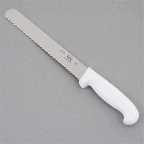 Choice 10" Serrated Edge Slicing / Bread Knife with White Handle