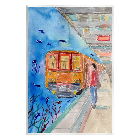 Underwater Aquarium Subway Train Landscape Painting Unframed Art Print ...