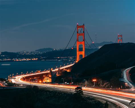 Download wallpaper 1280x1024 night, bridge, golden gate bridge, highway ...