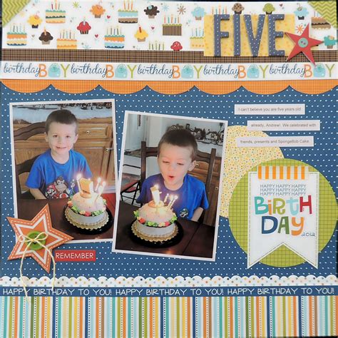 Five - Scrapbook.com | Birthday scrapbook layouts, Birthday scrapbook, Boy scrapbook layouts