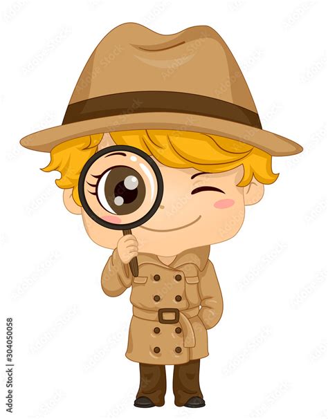 Kid Boy Detective Illustration Stock Vector | Adobe Stock